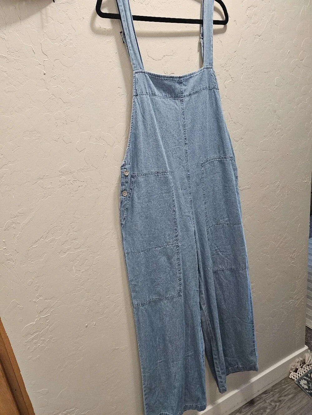 Light Blue Denim Wide-Leg Overalls for Women